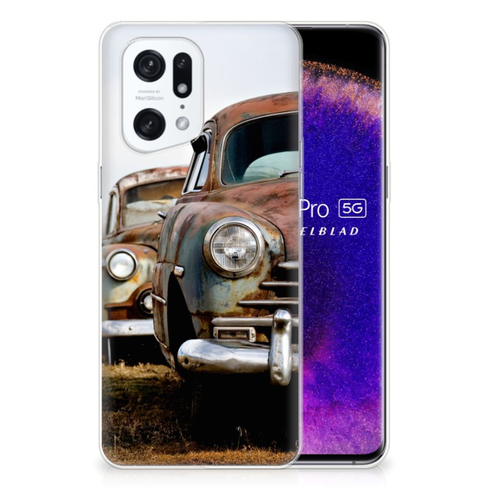 OPPO Find X5 Pro Siliconen Hoesje met foto Vintage Auto