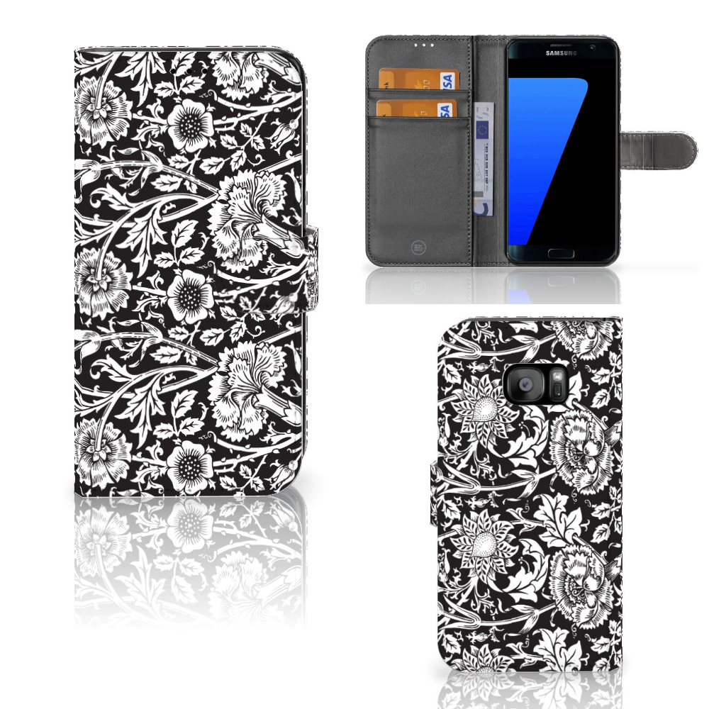 Samsung Galaxy S7 Edge Hoesje Black Flowers