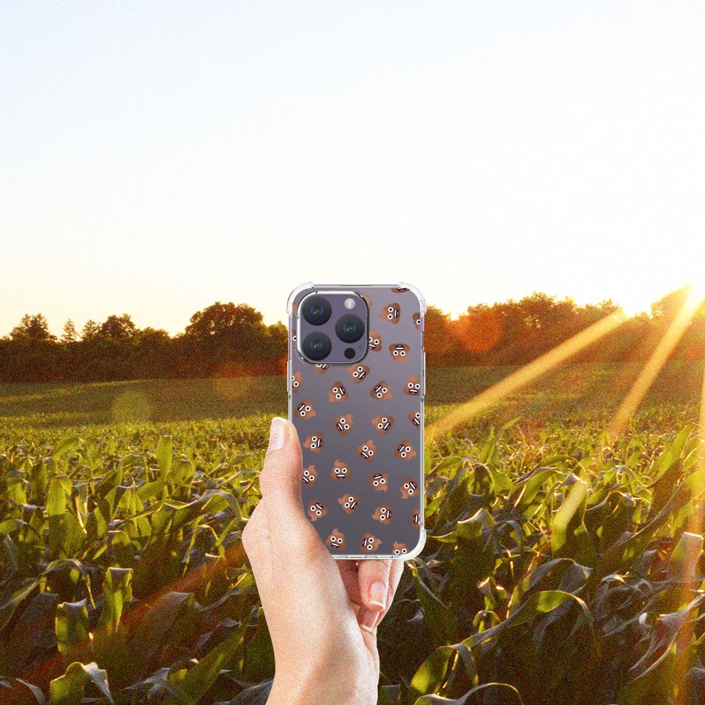 Doorzichtige Silicone Hoesje voor iPhone 15 Pro Poep Emojis B2C Telecom
