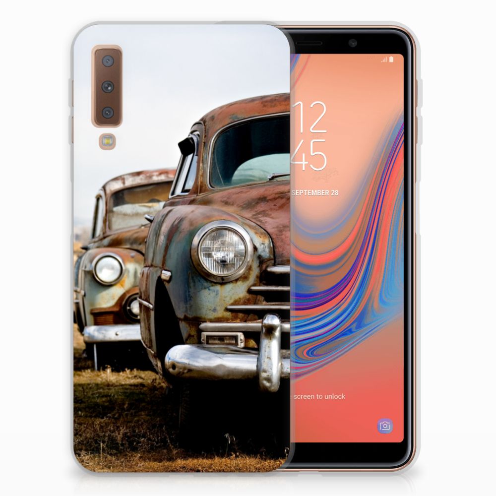 Samsung Galaxy A7 (2018) Siliconen Hoesje met foto Vintage Auto