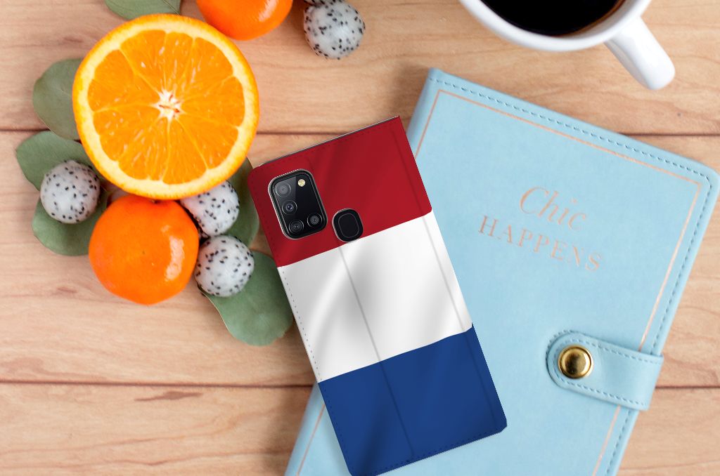 Samsung Galaxy A21s Standcase Nederlandse Vlag - B2C Telecom