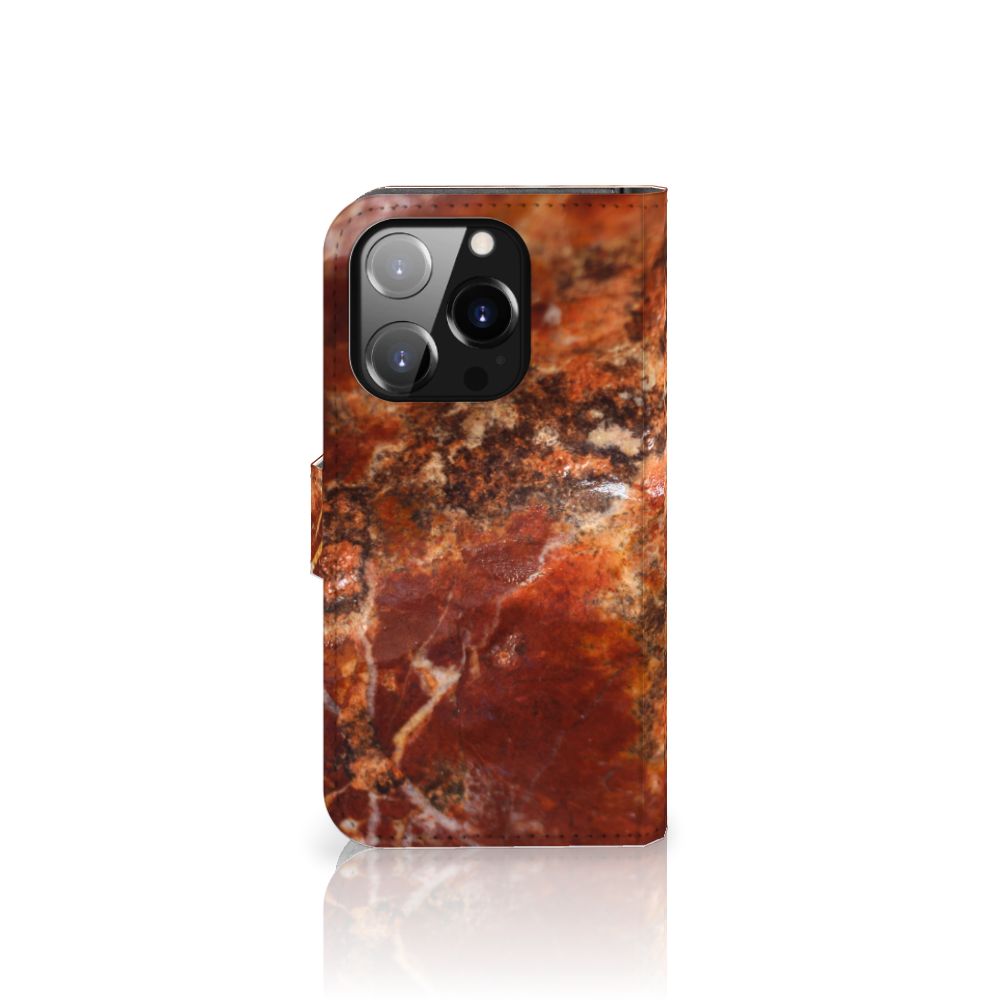 iPhone 14 Pro Bookcase Marmer Bruin