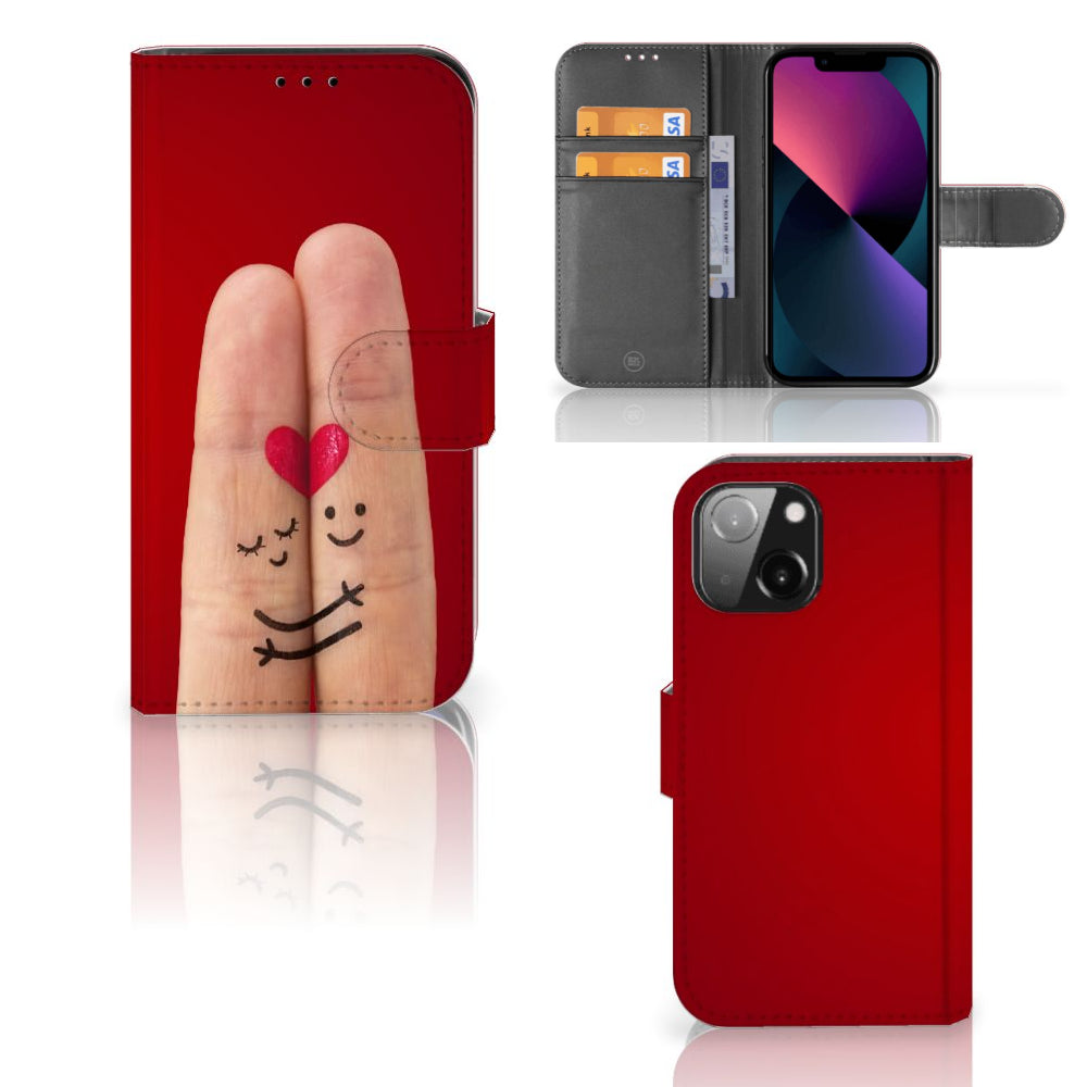 iPhone 13 Mini Wallet Case met Pasjes Liefde - Origineel Romantisch Cadeau