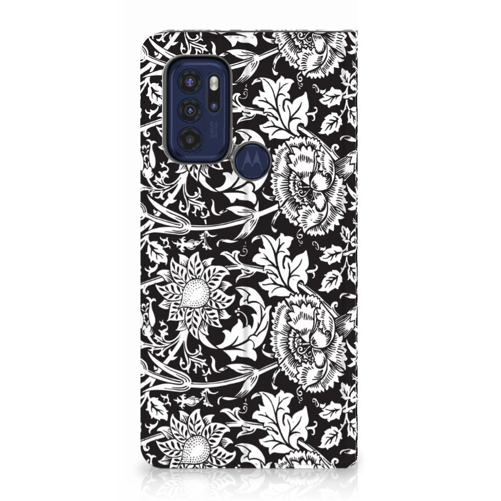 Motorola Moto G60s Smart Cover Black Flowers - B2C Telecom