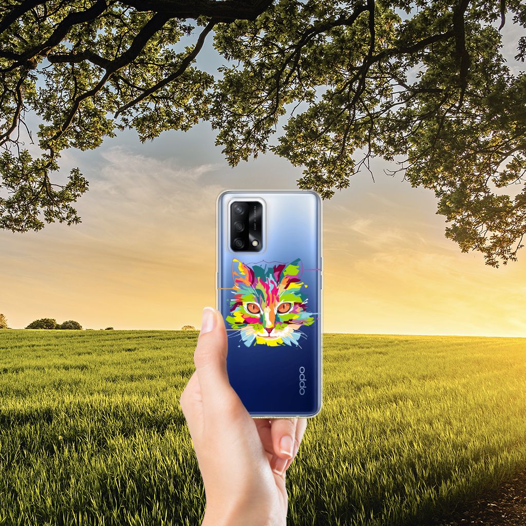 OPPO A74 4G Telefoonhoesje met Naam Cat Color B2C Telecom