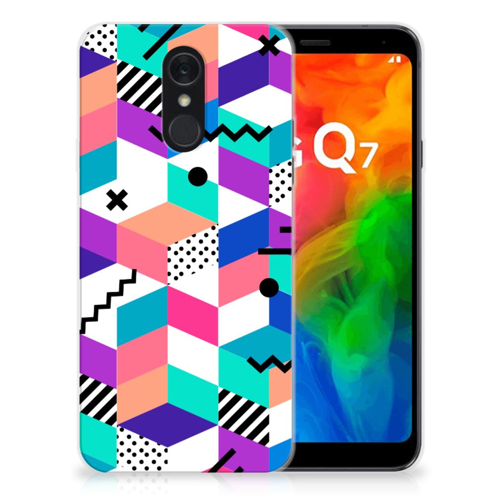 LG Q7 TPU Hoesje Blokken Kleurrijk