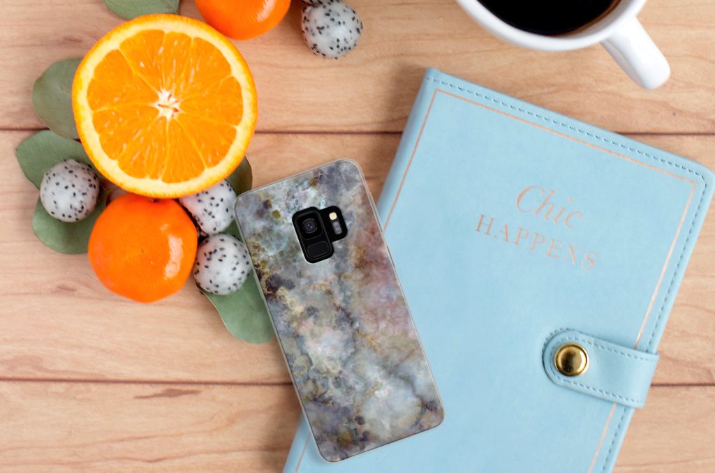 Samsung Galaxy S9 TPU Siliconen Hoesje Marmer Grijs