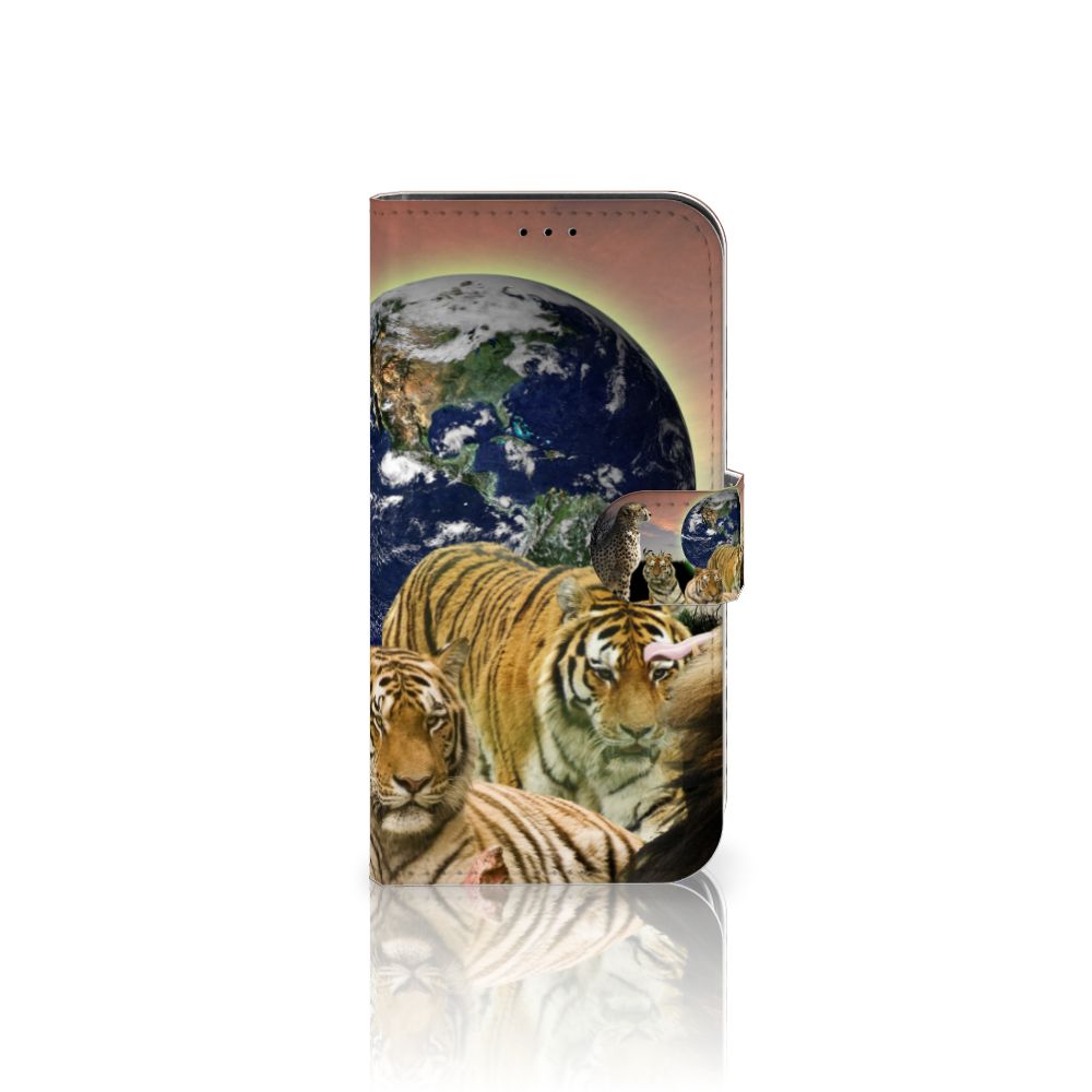 iPhone 13 Pro Telefoonhoesje met Pasjes Roofdieren met tijgers en wereldbol design 🌍