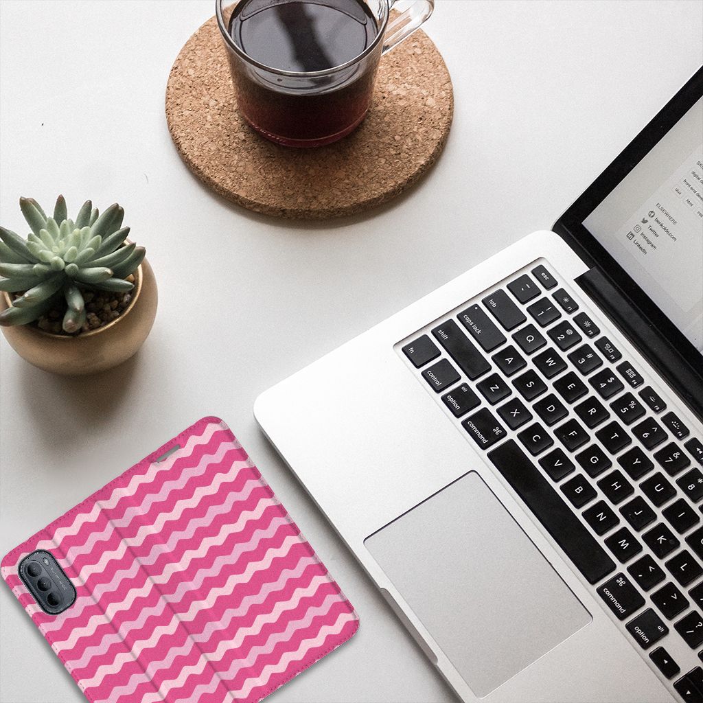 Motorola Moto G31 | G41 Hoesje met Magneet Waves Pink - B2C Telecom