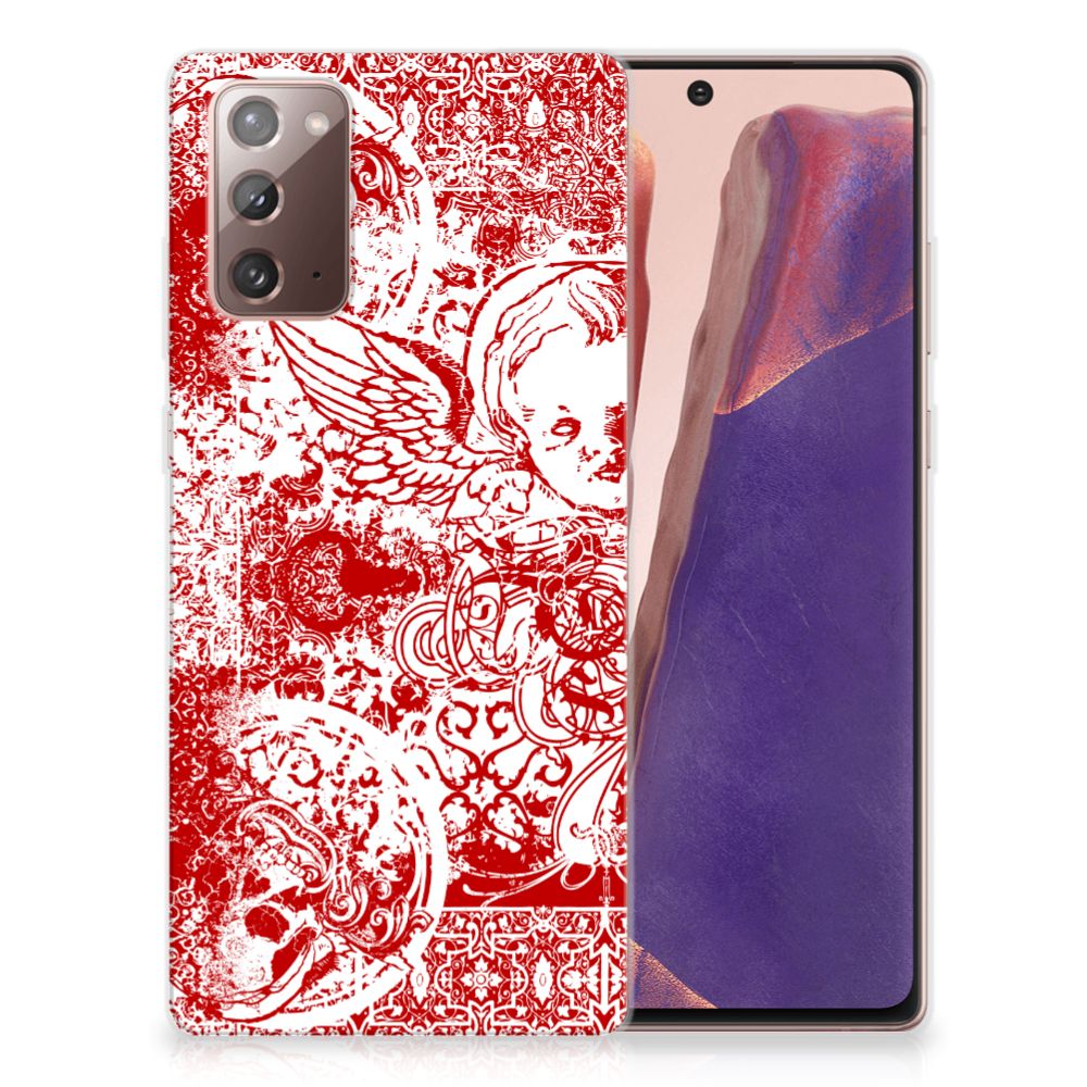 Silicone Back Case Samsung Note 20 Angel Skull Rood