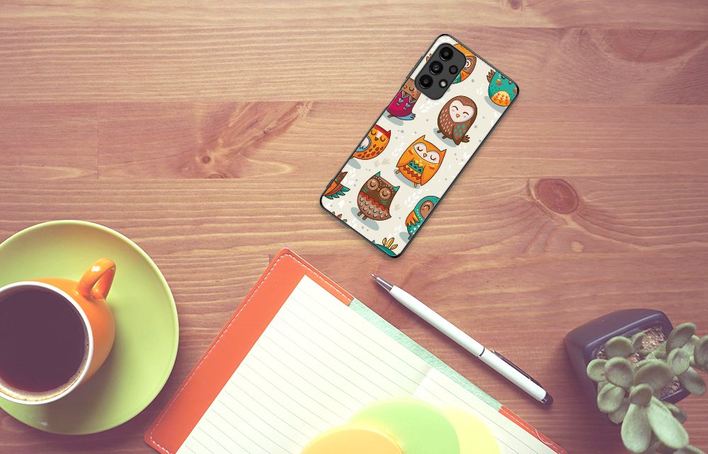 Samsung Galaxy A13 4G Dierenprint Telefoonhoesje Vrolijke Uilen B2C Telecom