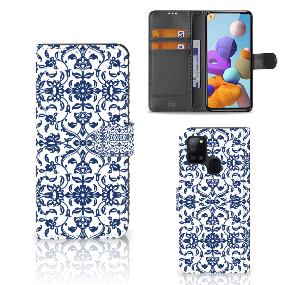 Samsung Galaxy A21s Hoesje Flower Blue