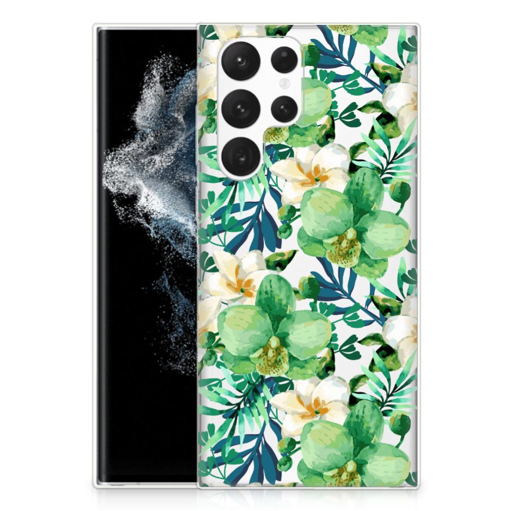 Samsung Galaxy S22 Ultra TPU Case Orchidee Groen B2C Telecom