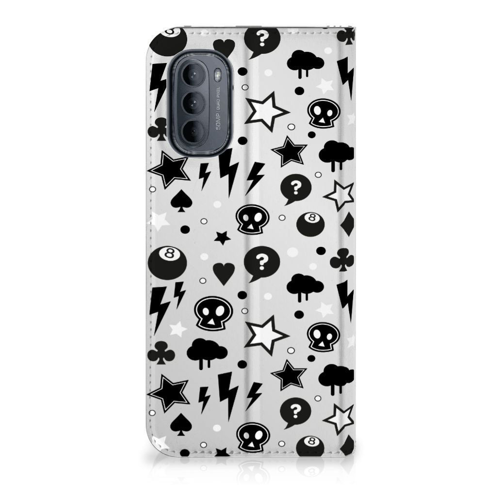 Mobiel BookCase Motorola Moto G31 | G41 Silver Punk - B2C Telecom