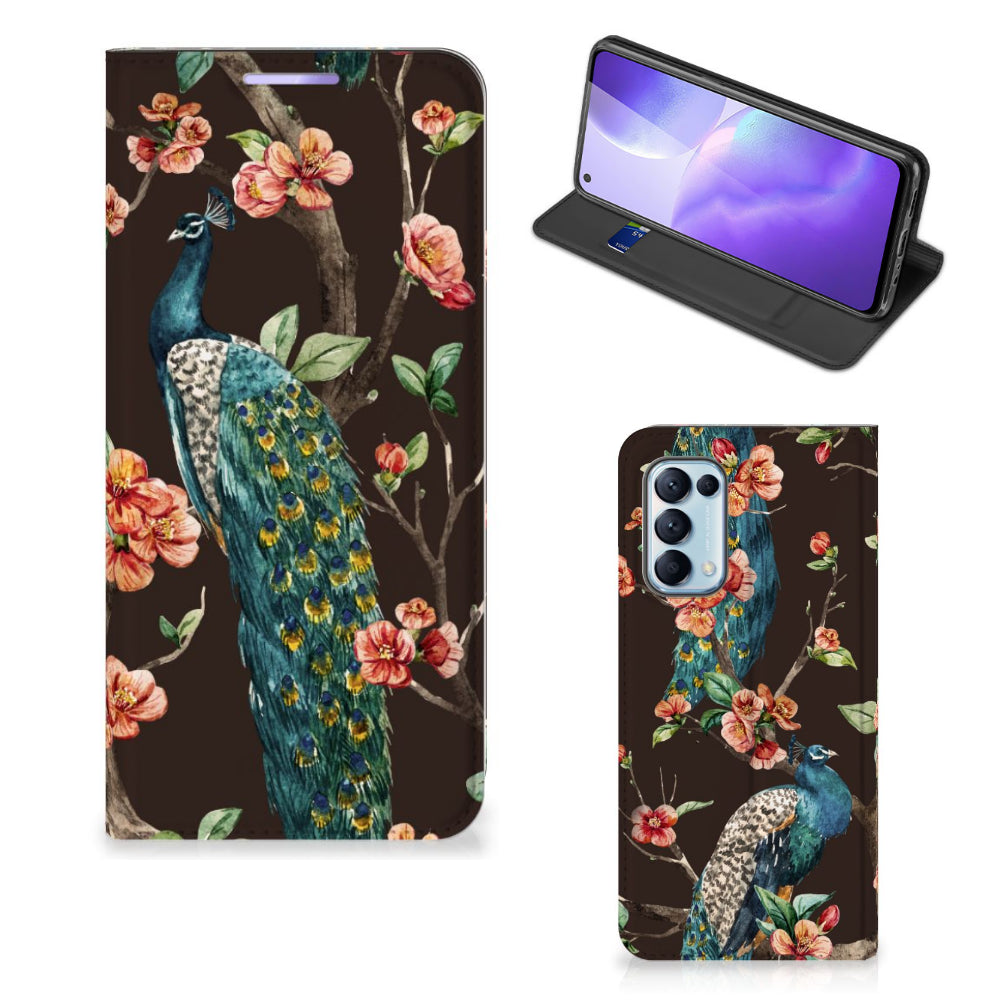 OPPO Find X3 Lite Hoesje maken Pauw met Bloemen