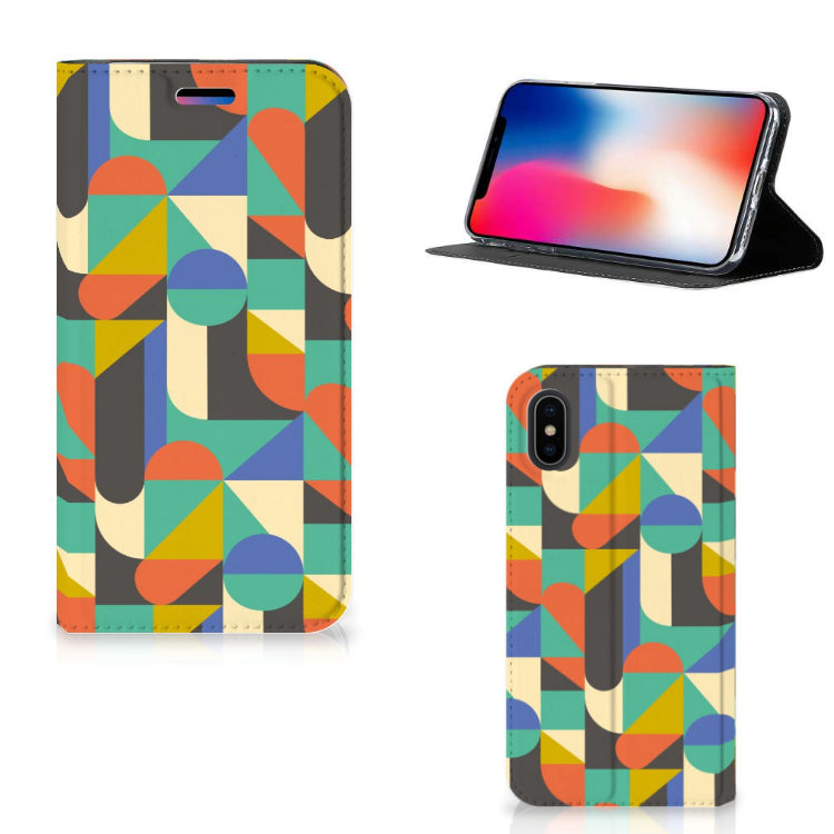 Apple iPhone X | Xs Hoesje met Magneet Funky Retro