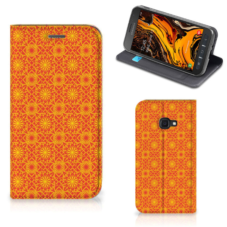 Samsung Galaxy Xcover 4s Hoesje met Magneet Batik Oranje