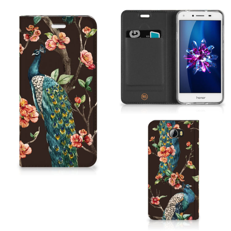 Huawei Y5 2 | Y6 Compact Hoesje maken Pauw met Bloemen