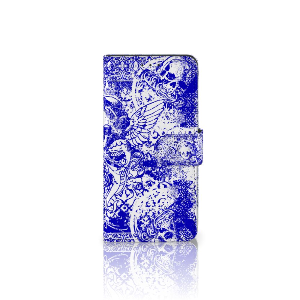Telefoonhoesje met Naam Alcatel 1B (2020) Angel Skull Blauw