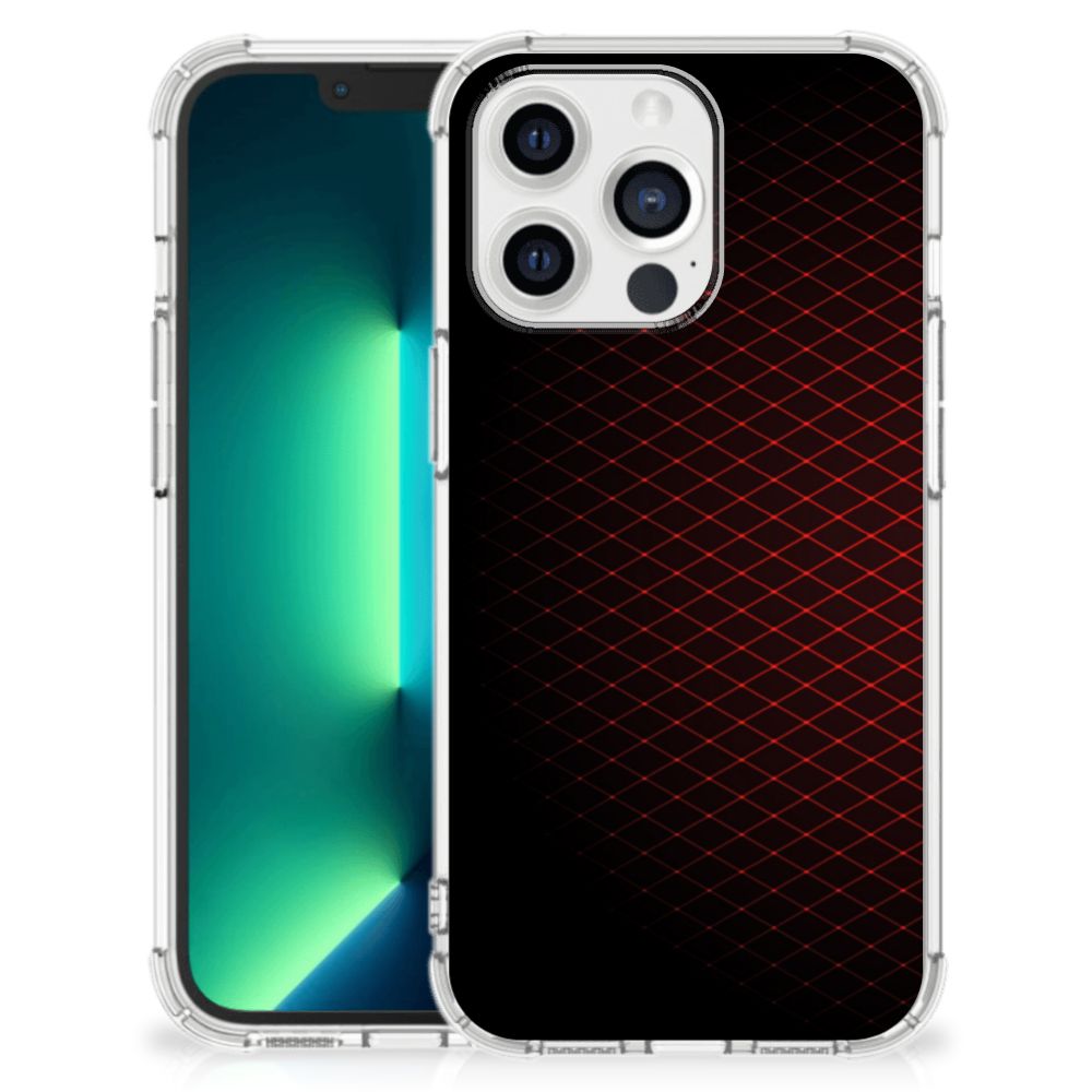 iPhone 13 Pro Max Doorzichtige Silicone Hoesje Geruit Rood met uniek design