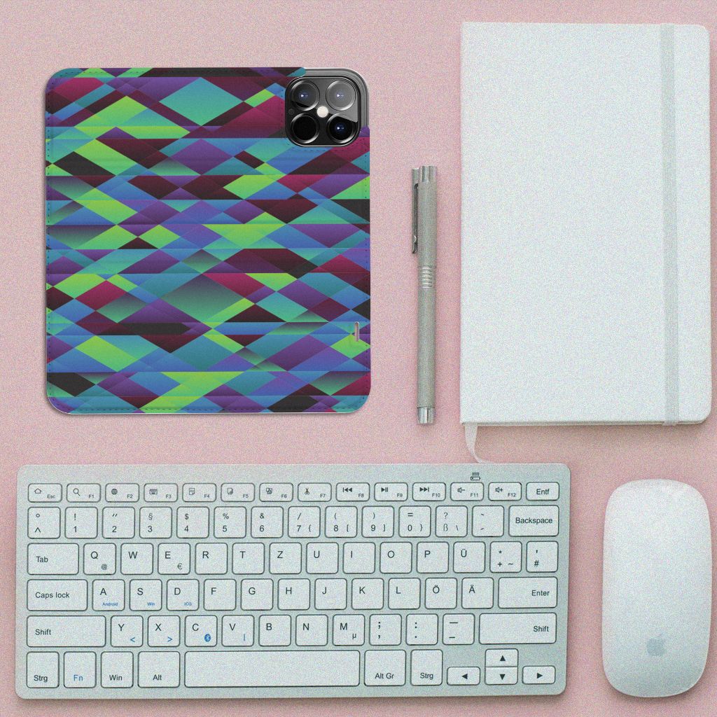 iPhone 12 Pro Max Stand Case Abstract Green Blue