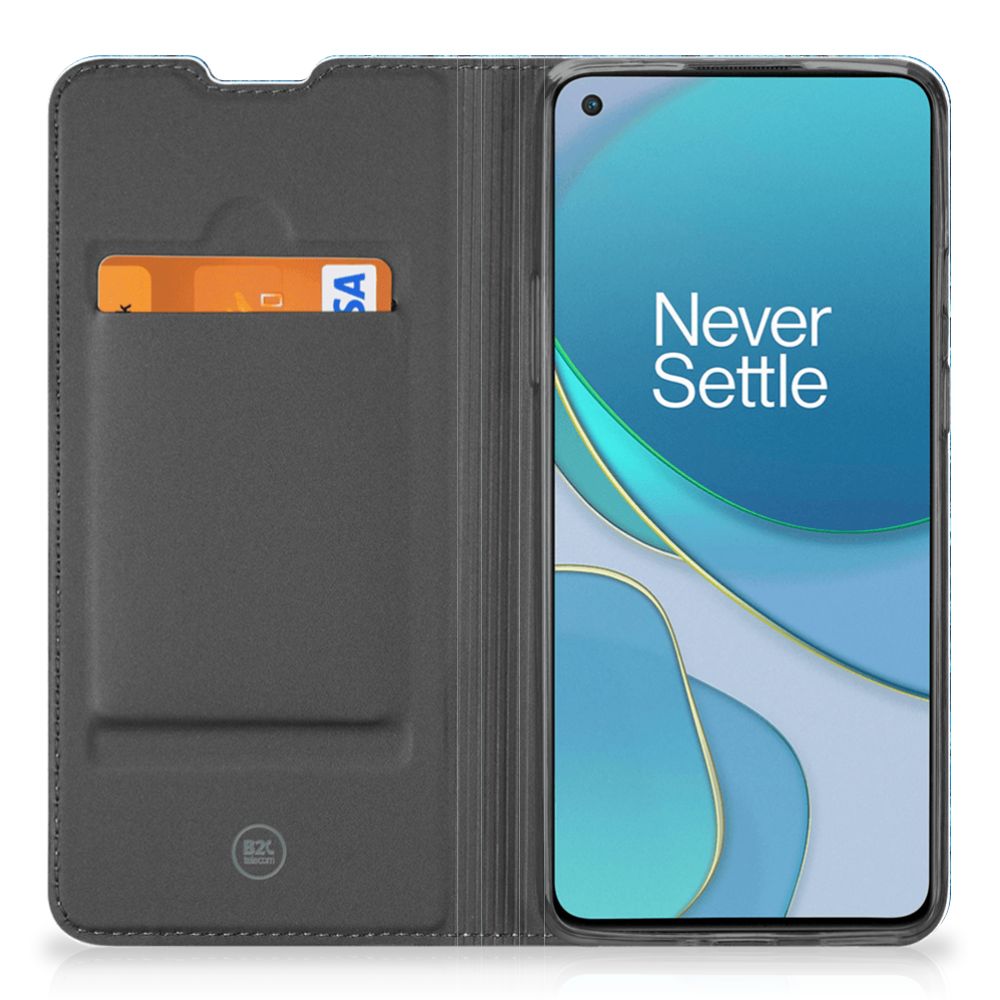 OnePlus 8T Book Wallet Case Wood Blue