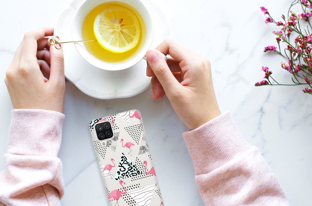 Samsung Galaxy A12 TPU Hoesje Flamingo Triangle