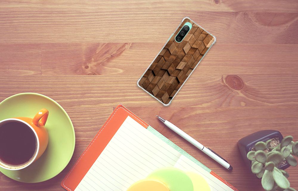 Stevig Telefoonhoesje voor Sony Xperia 10 V Wooden Cubes