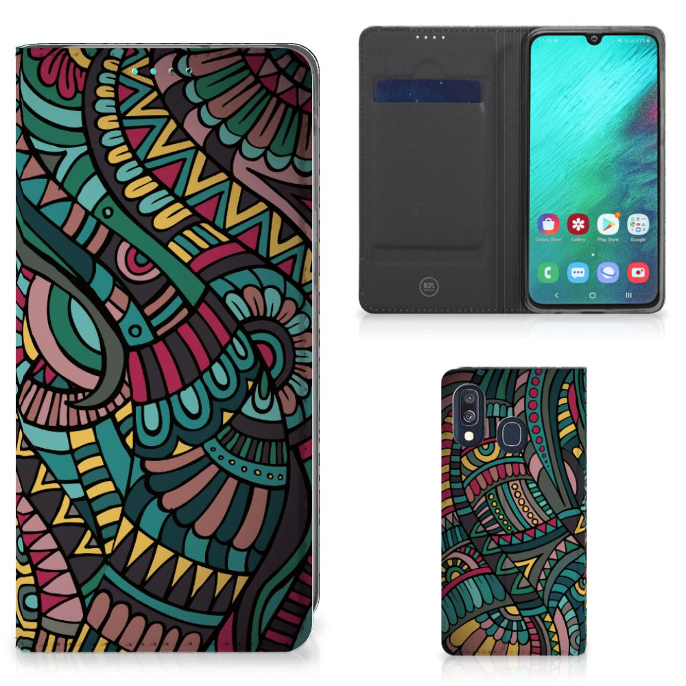 Samsung Galaxy A40 Hoesje met Magneet Aztec