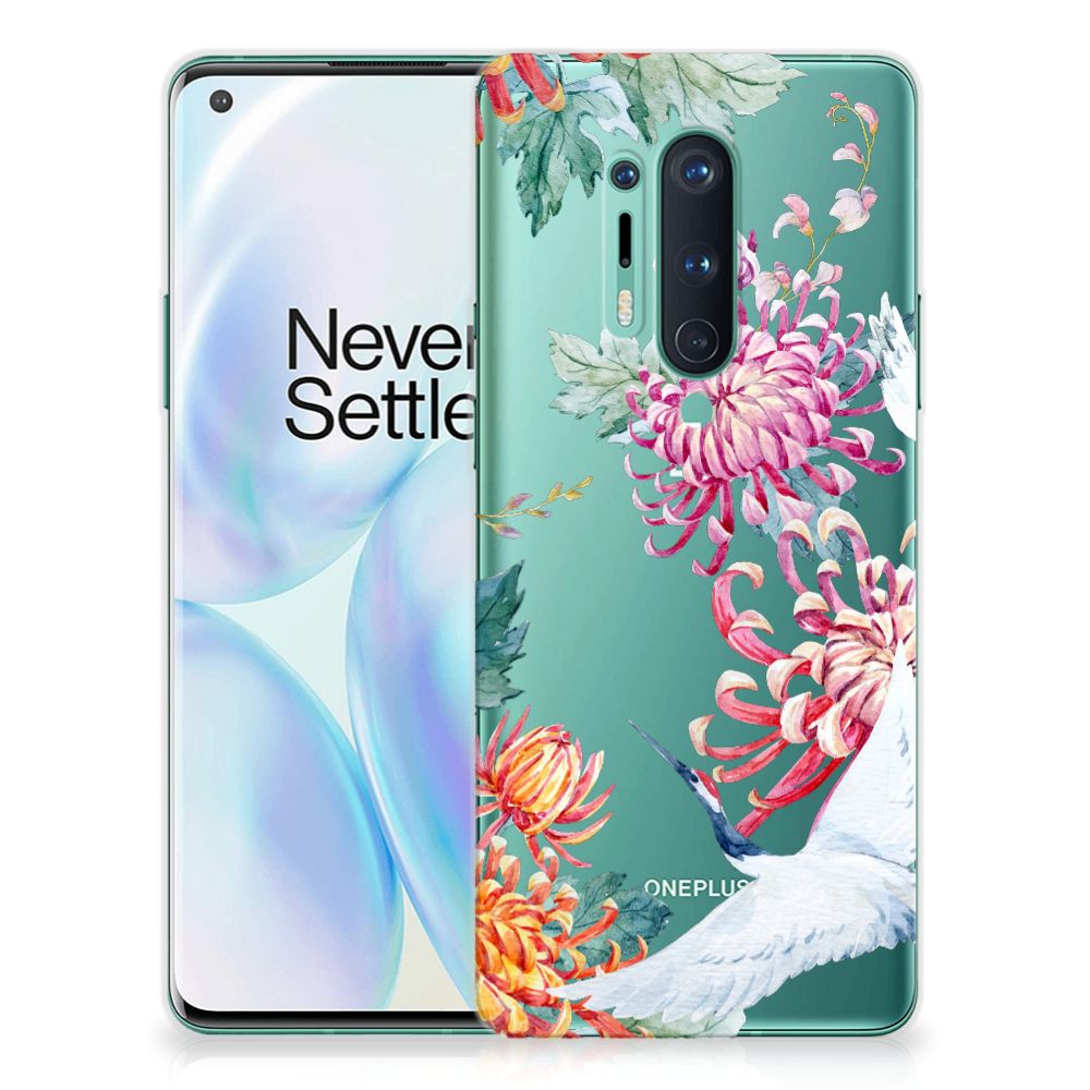 OnePlus 8 Pro TPU Hoesje Bird Flowers