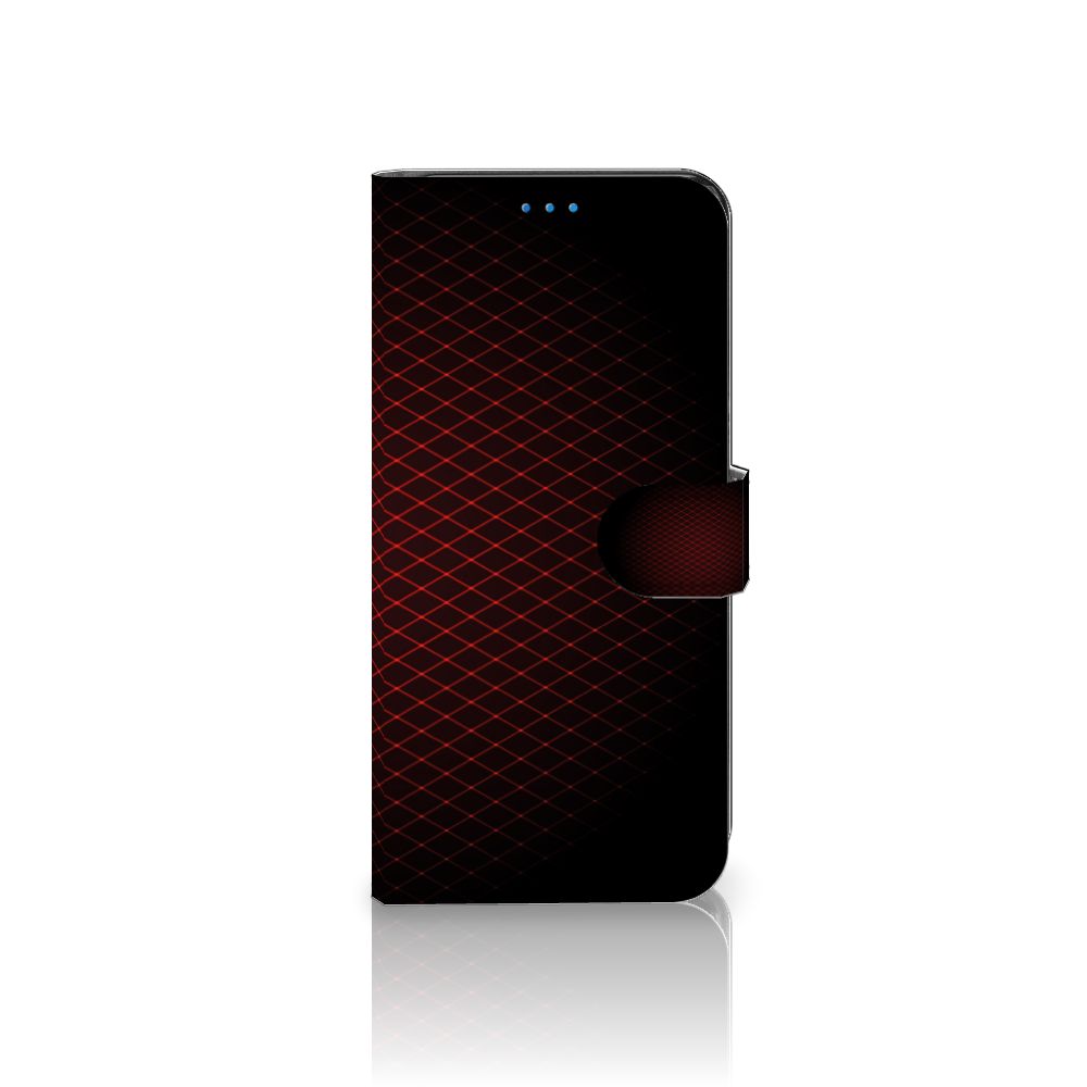 Motorola Moto E32 | Moto E32s Telefoon Hoesje Geruit Rood met minimalistisch design en ruimte voor 3 pasjes.