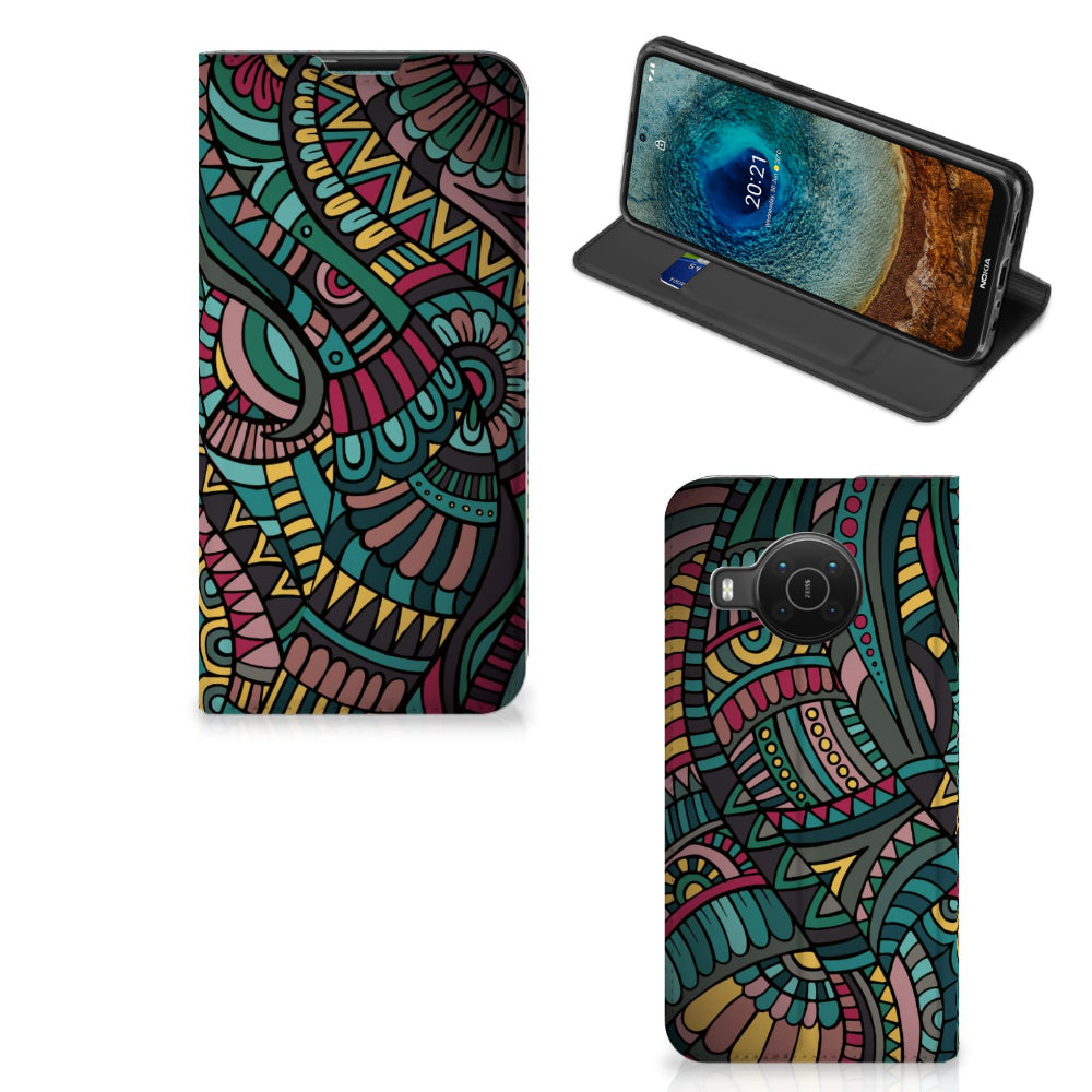 Nokia X20 | X10 Hoesje met Magneet Aztec