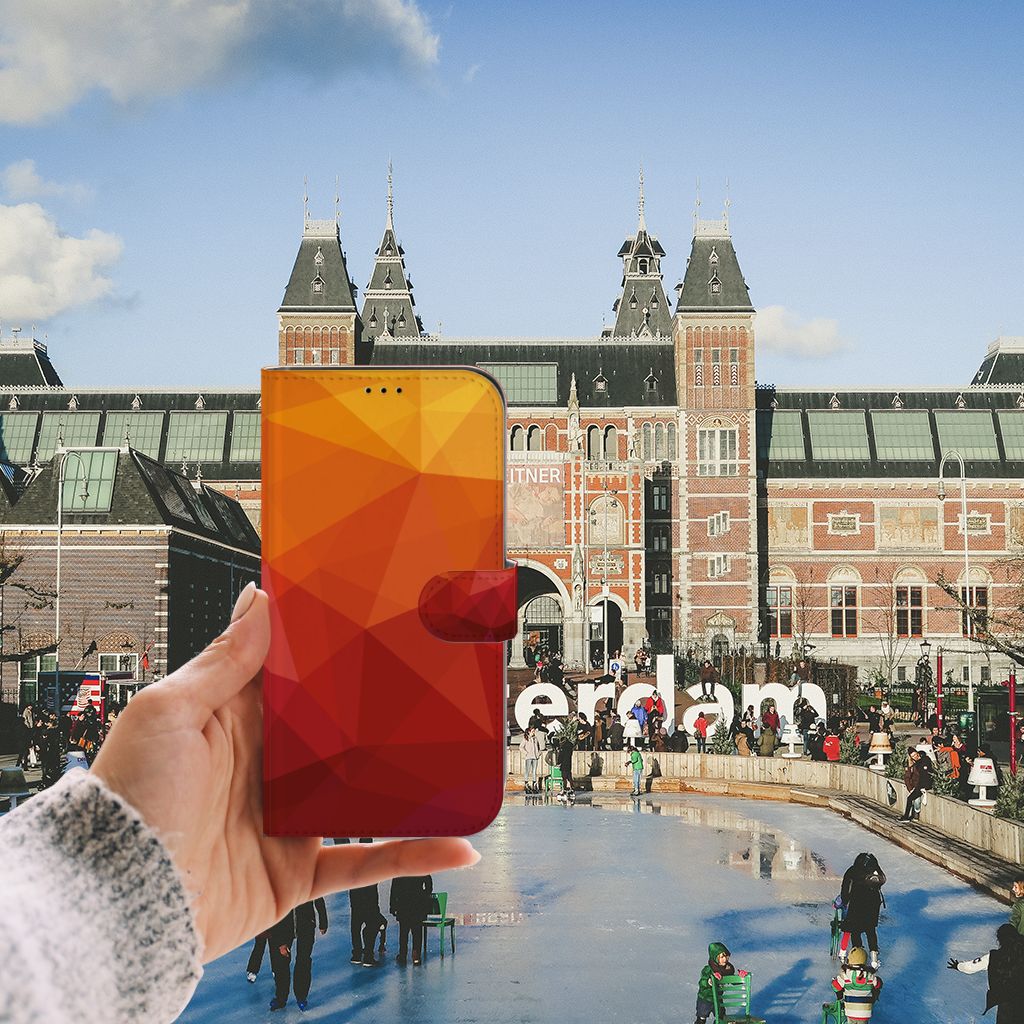Book Case voor iPhone 13 Pro Max Polygon Red