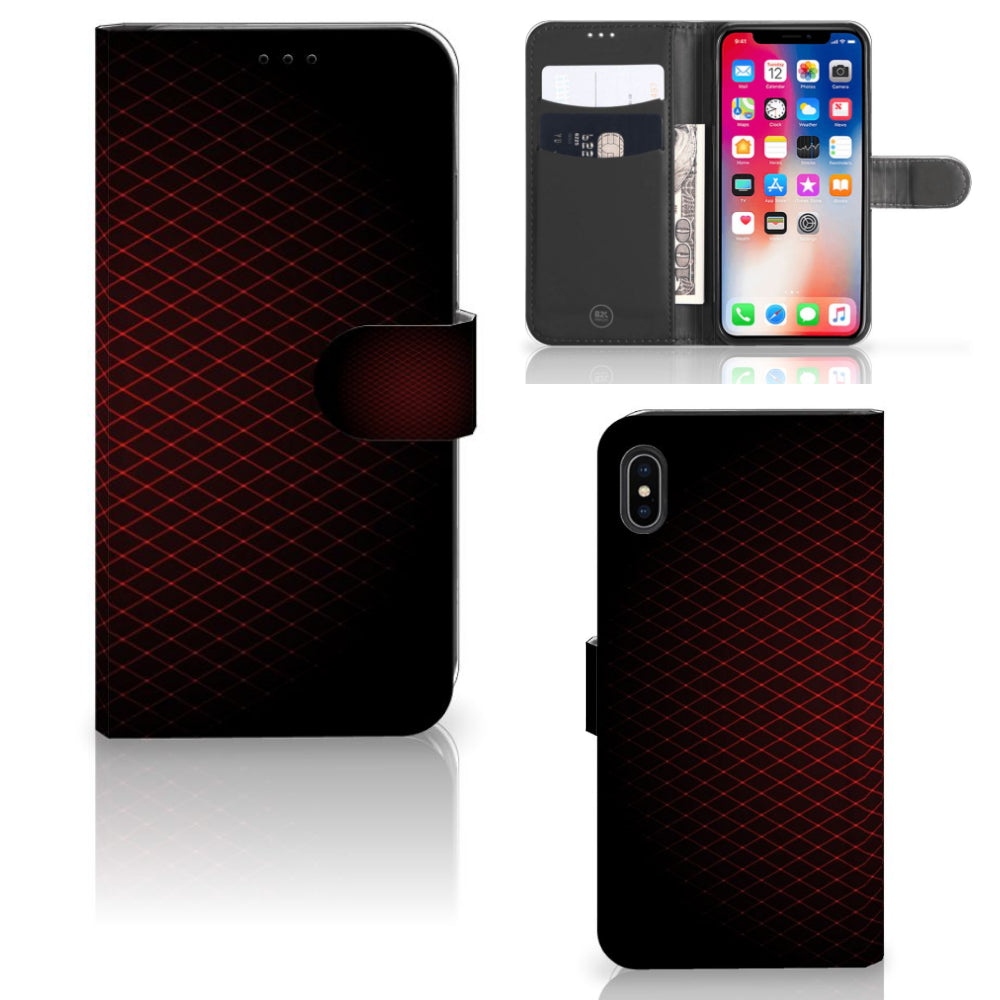 Apple iPhone Xs Max Telefoon Hoesje Geruit Rood