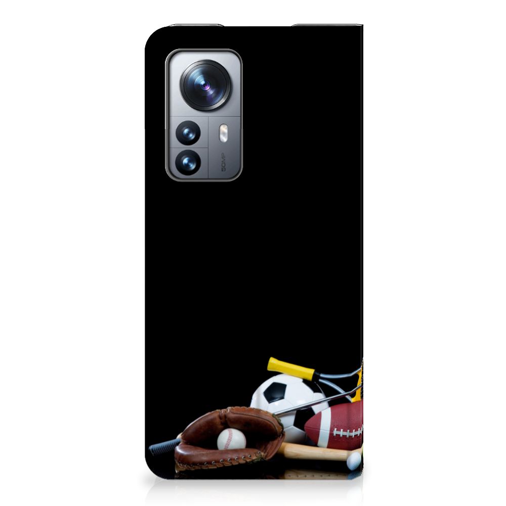 Xiaomi 12 Pro Hippe Standcase Sports with various sports equipment design