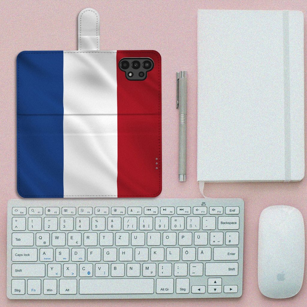 Samsung Galaxy A13 (4G) Bookstyle Case Nederlandse Vlag met Franse vlag en bureaubereik.