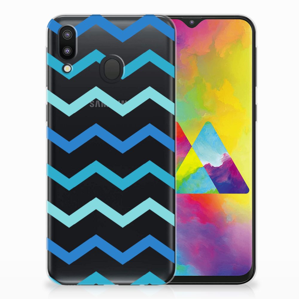 Samsung Galaxy M20 (Power) TPU bumper Zigzag Blauw