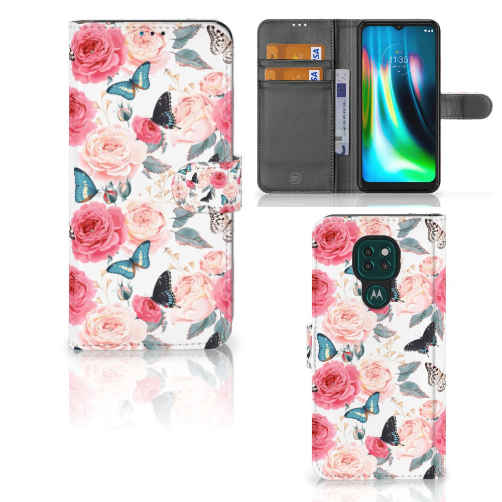 Motorola Moto G9 Play | E7 Plus Hoesje Butterfly Roses