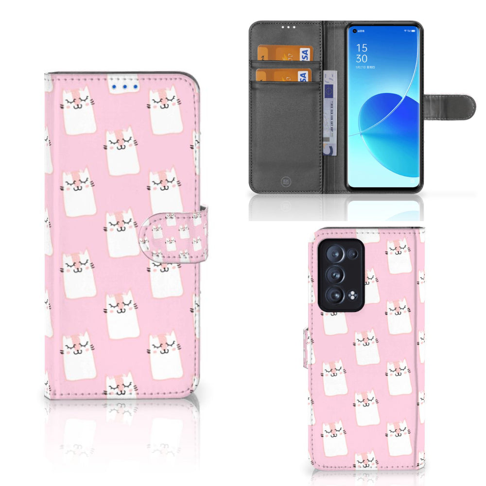 OPPO Reno 6 Pro Plus 5G Telefoonhoesje met Pasjes Sleeping Cats