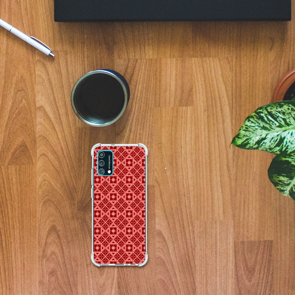 Samsung Galaxy M02s | A02s Doorzichtige Silicone Hoesje Batik Rood B2C Telecom
