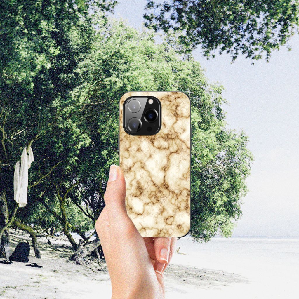 iPhone 14 Pro Marmeren Print Telefoonhoesje Marmer Goud B2C Telecom