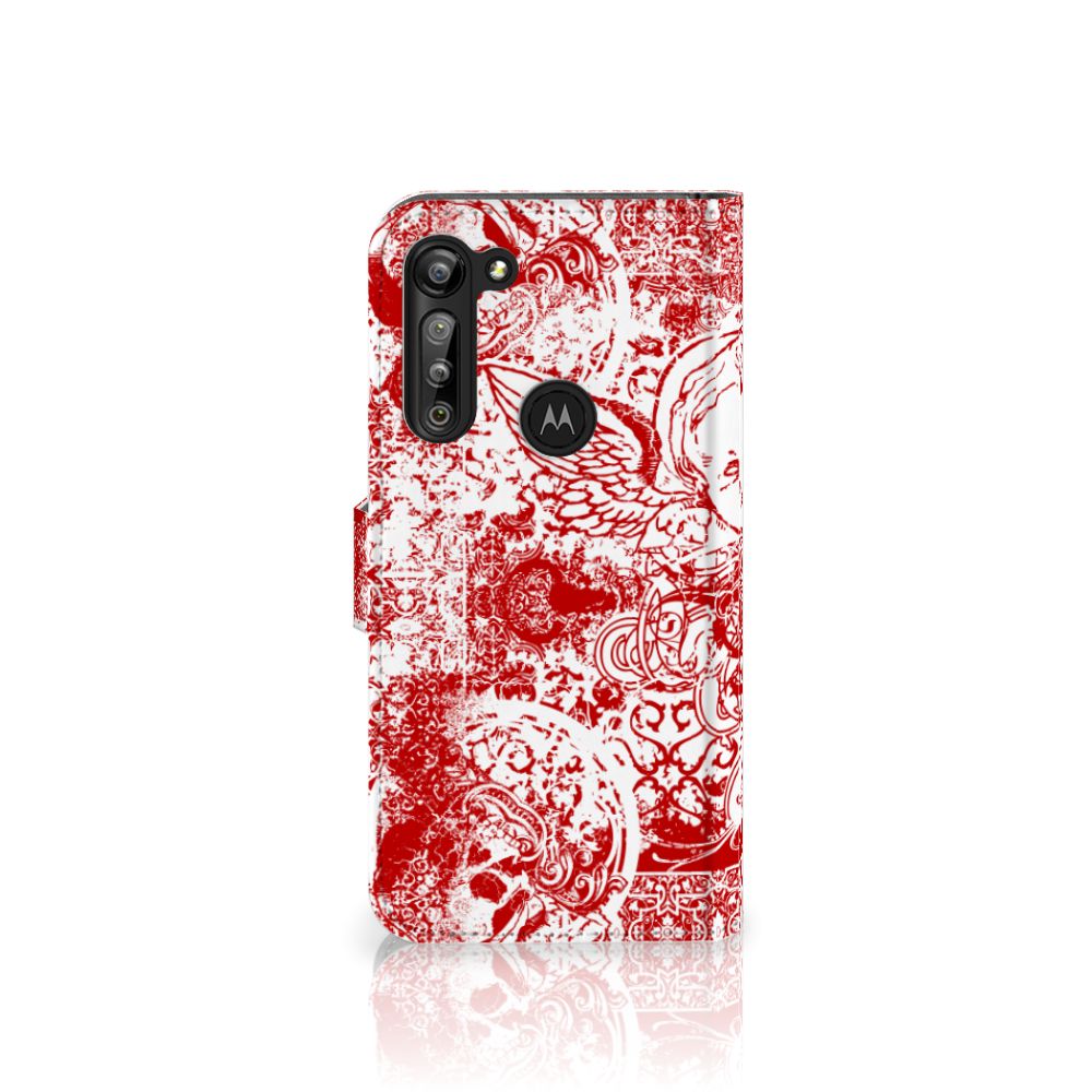 Telefoonhoesje met Naam Motorola G8 Power Angel Skull Rood