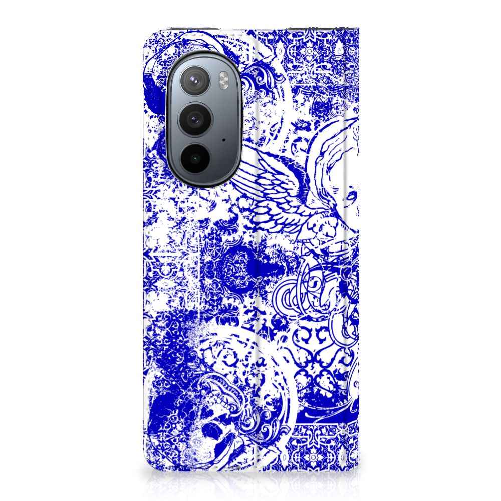 Mobiel BookCase Motorola Edge 30 Pro Angel Skull Blauw - B2C Telecom