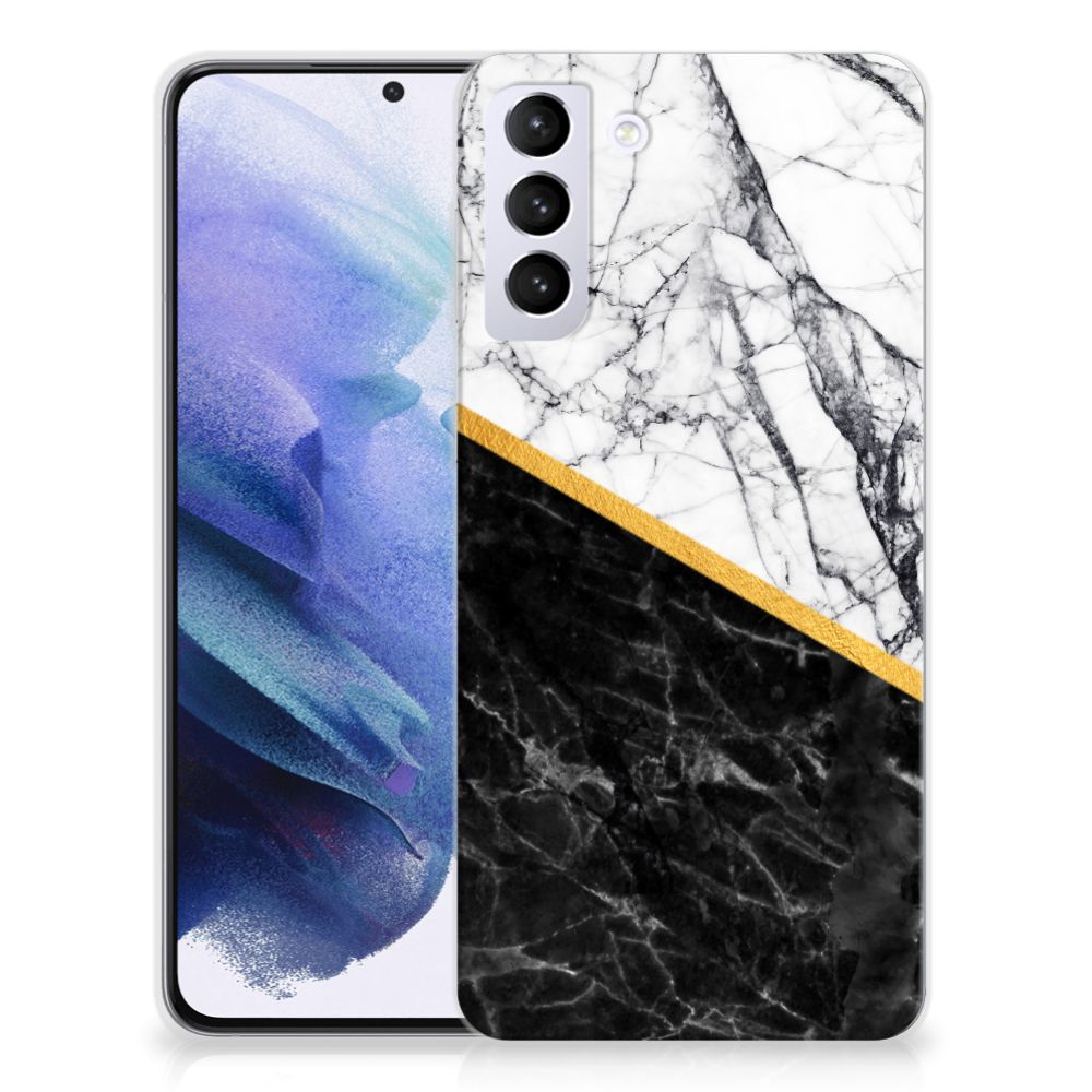 Samsung Galaxy S21 Plus TPU Siliconen Hoesje Marmer Wit Zwart - Origineel Cadeau Man B2C Telecom