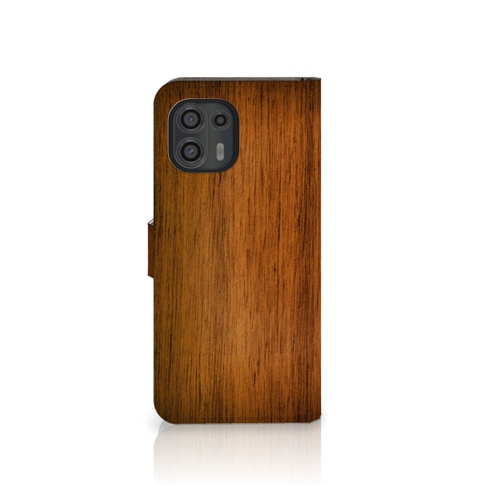 Motorola Edge 20 Lite Book Style Case Donker Hout