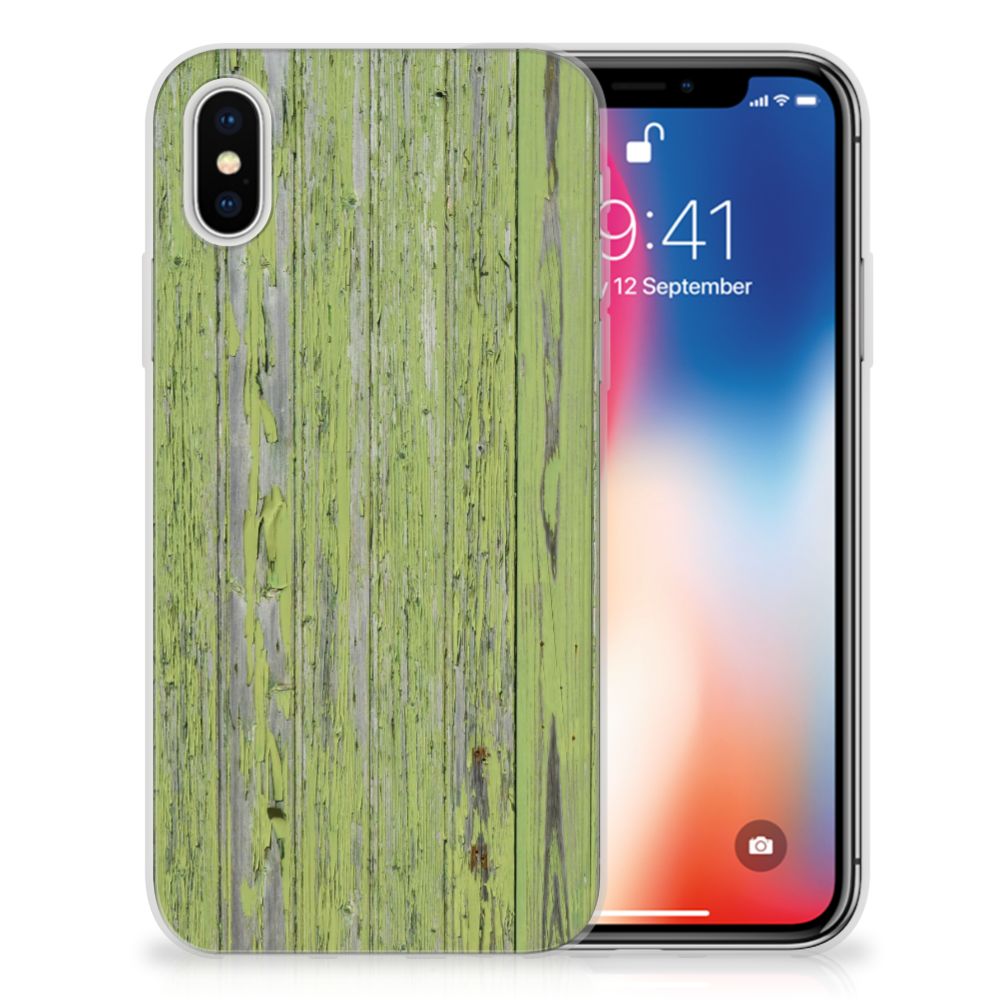 Apple iPhone X | Xs Bumper Hoesje Green Wood