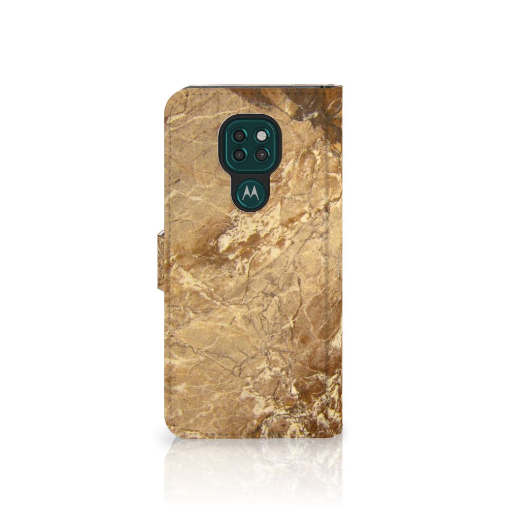 Motorola Moto G9 Play | E7 Plus Bookcase Marmer Creme in luxe marmerdesign met TPU-siliconen en kunstleer.