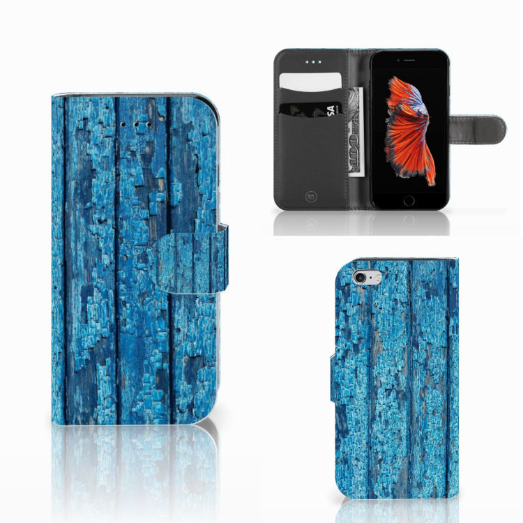 Apple iPhone 6 | 6s Book Style Case Wood Blue