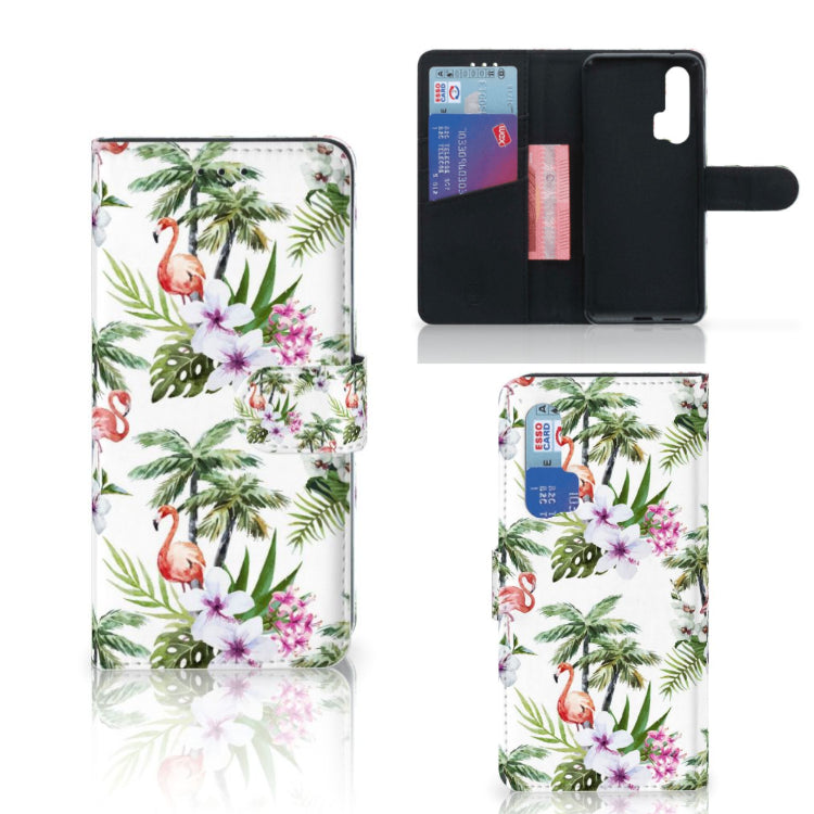 Honor 20 Pro Telefoonhoesje met Pasjes Flamingo Palms