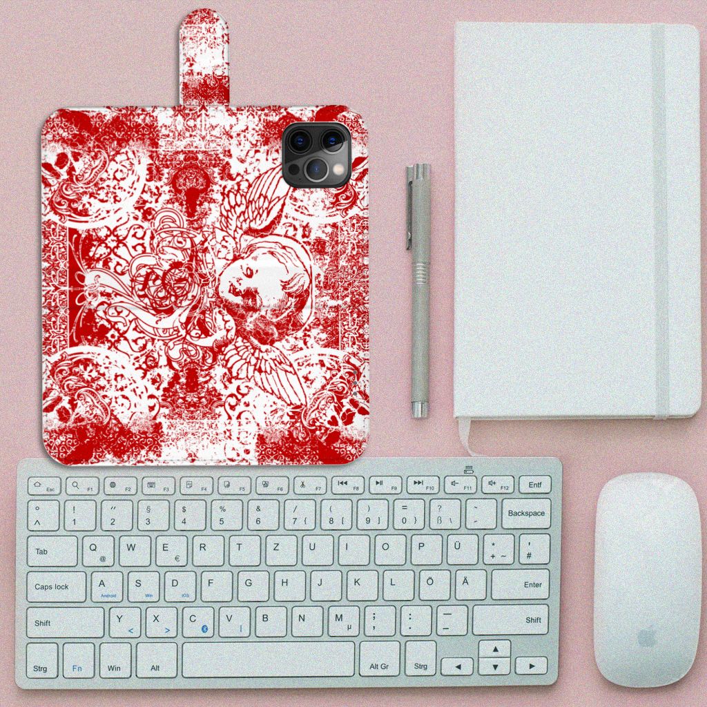 Telefoonhoesje met Naam Apple iPhone 12 Pro Max Angel Skull Rood